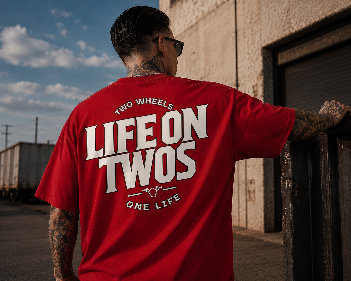 Life on Twos Classic T-Shirt | Two Wheels One Life (Red)