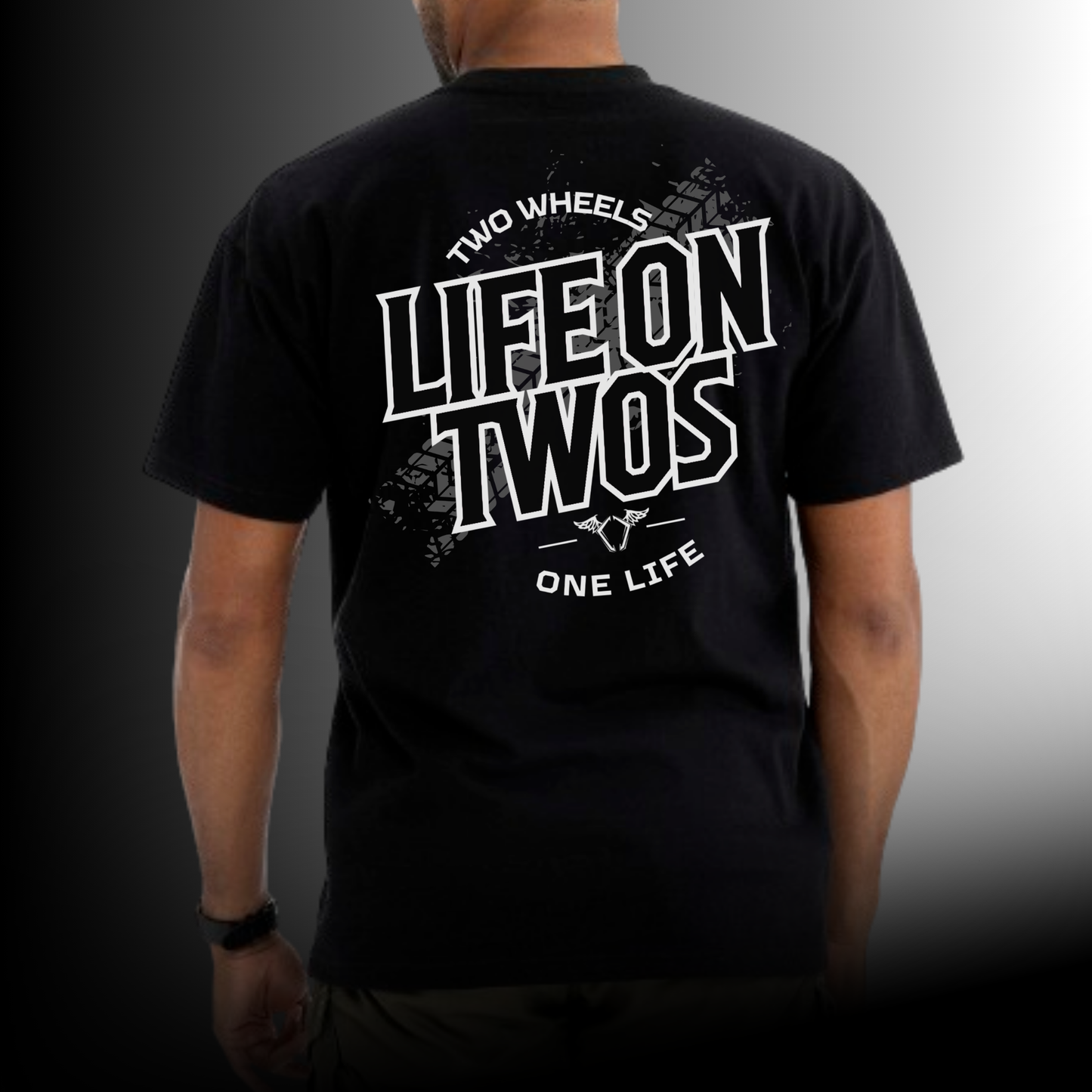 Life on Twos Classic T-Shirt — Two Wheels One Life (Blacked Out)