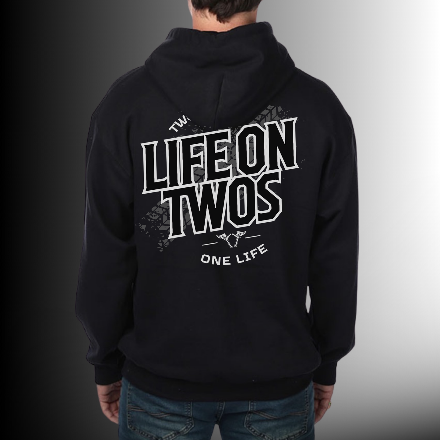 Premium Hoodie — Two Wheels One Life (Blackout)