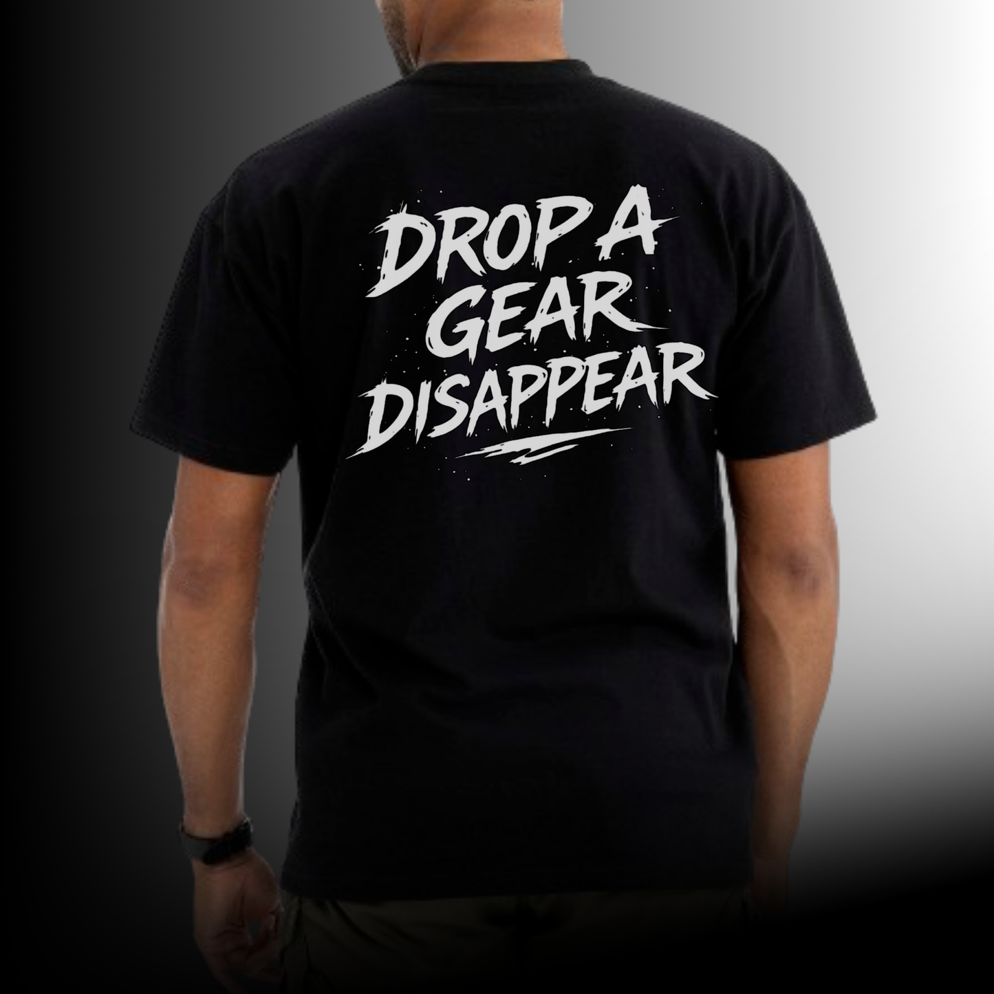 Life on Twos Drop a Gear Disappear back graphic motorcycle tee