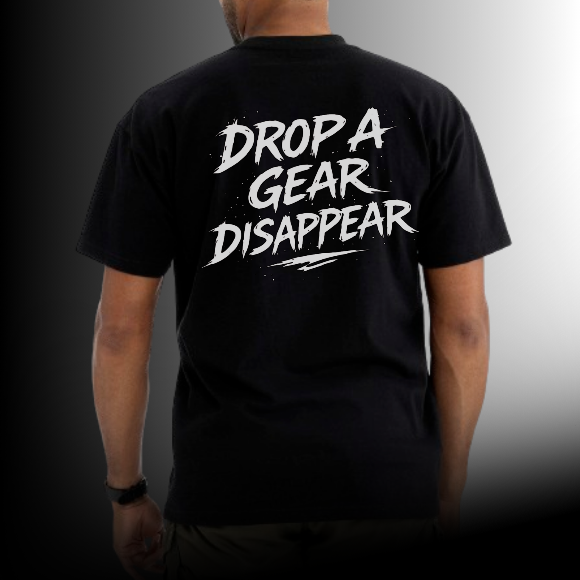 Life on Twos Drop a Gear Disappear back graphic motorcycle tee